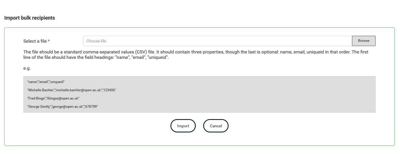 Manage badge recipients - Bulk create thumbnail