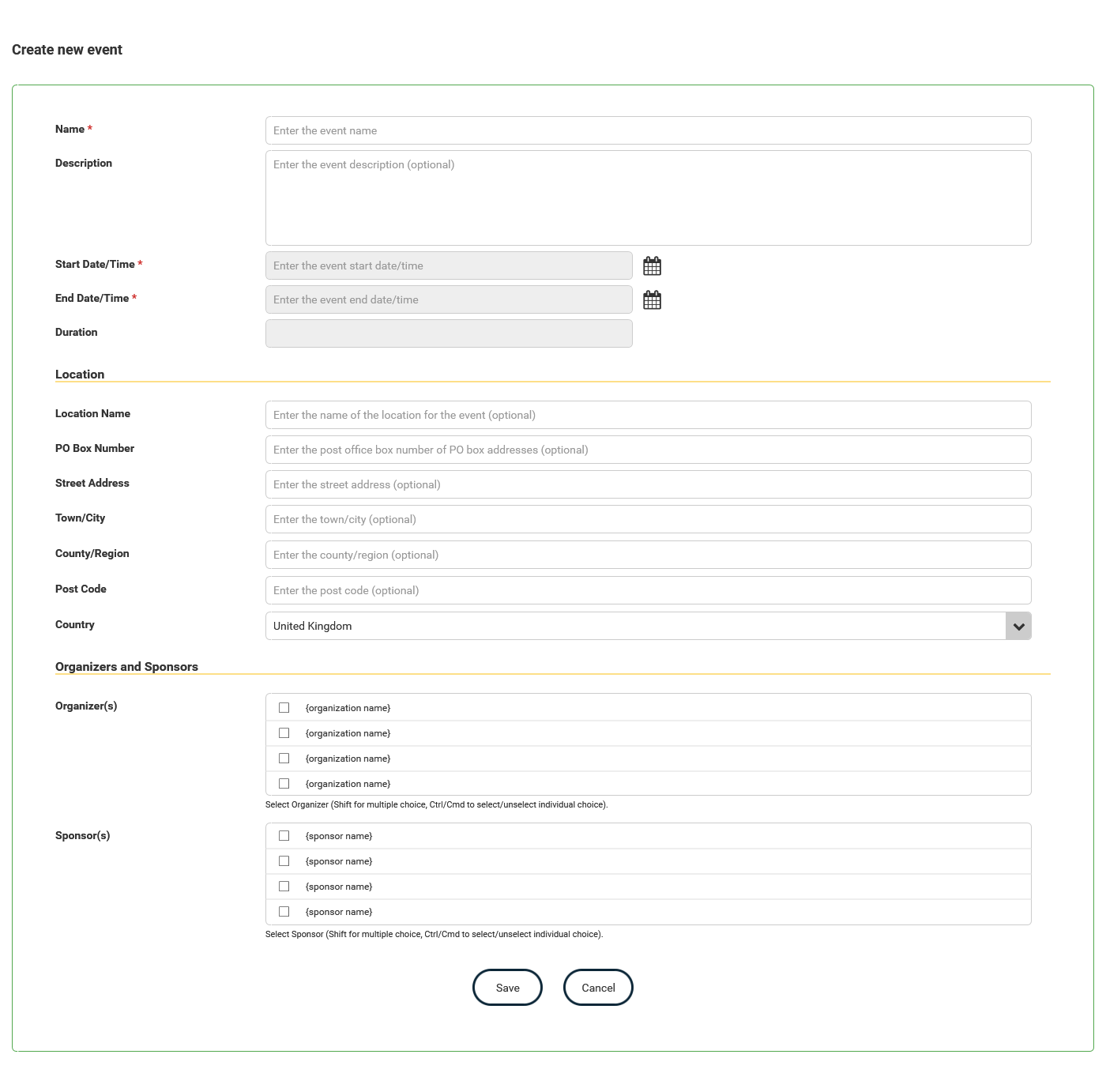 Manage Events - Create thumbnail