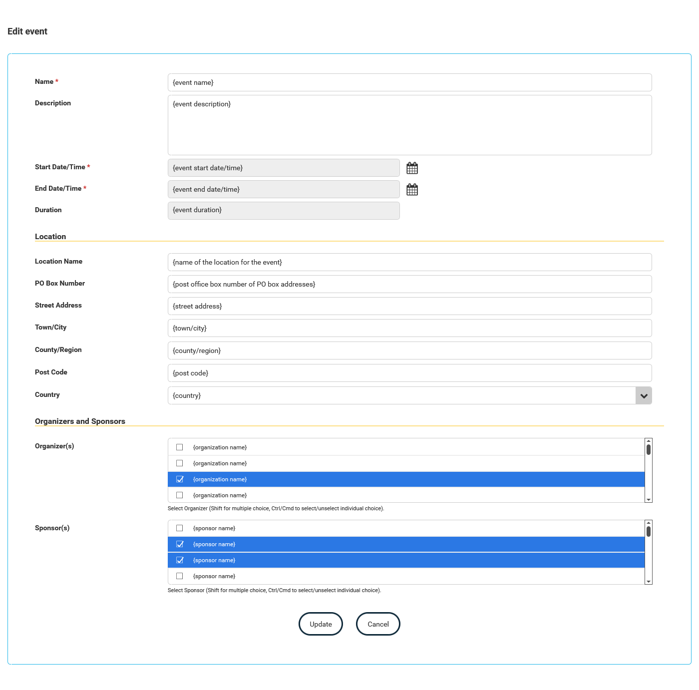 Manage Events - Edit thumbnail
