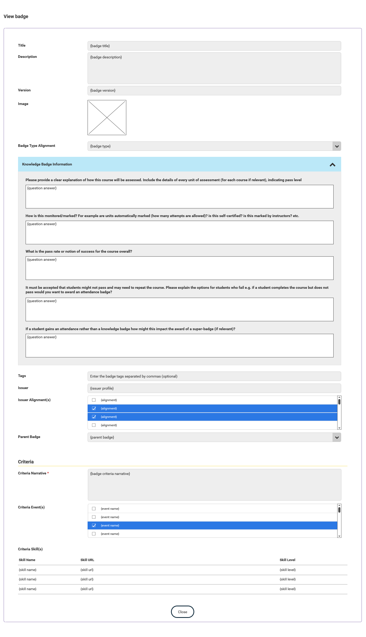 Manage Badges - View thumbnail
