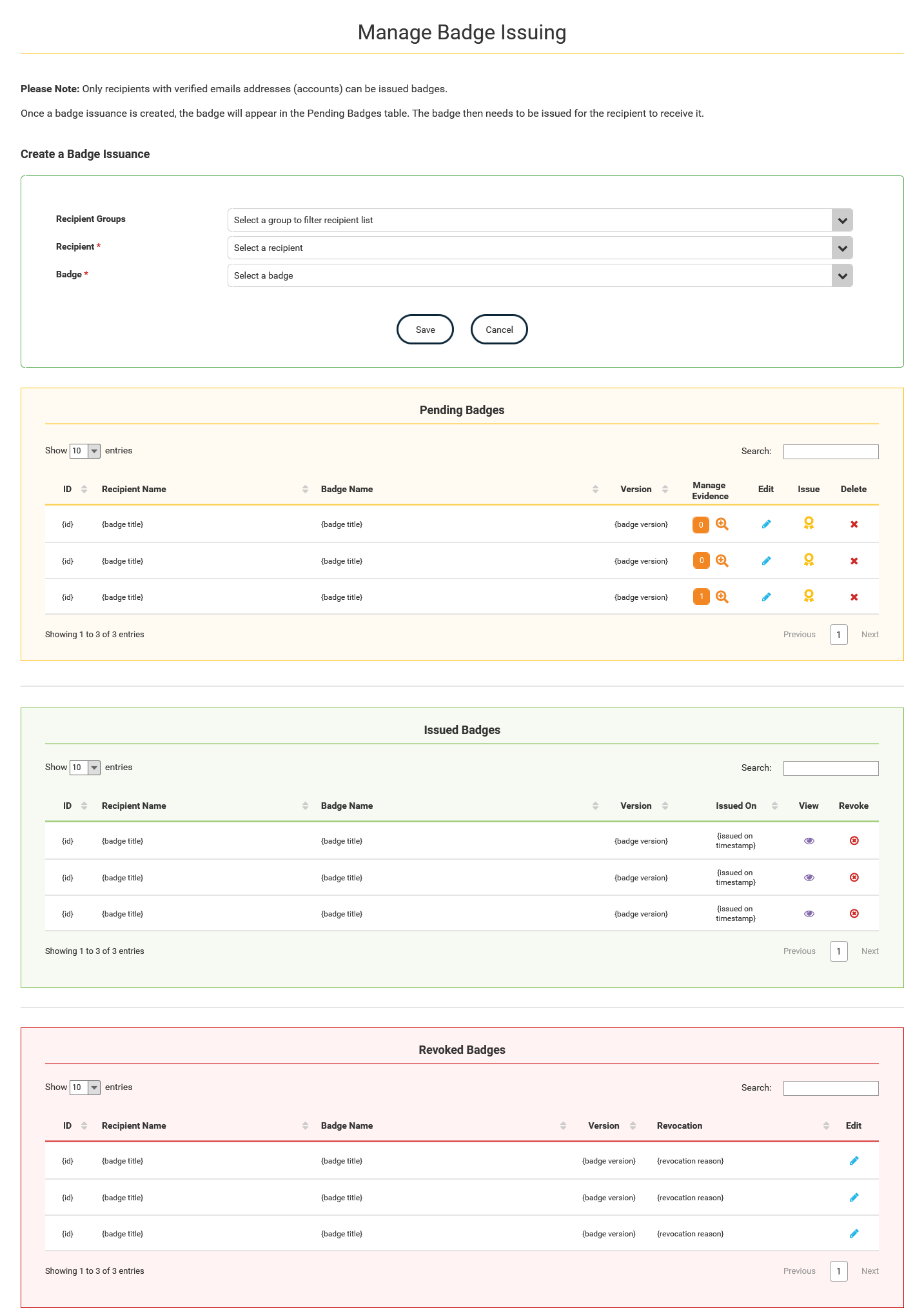 Manage badge issuing thumbnail