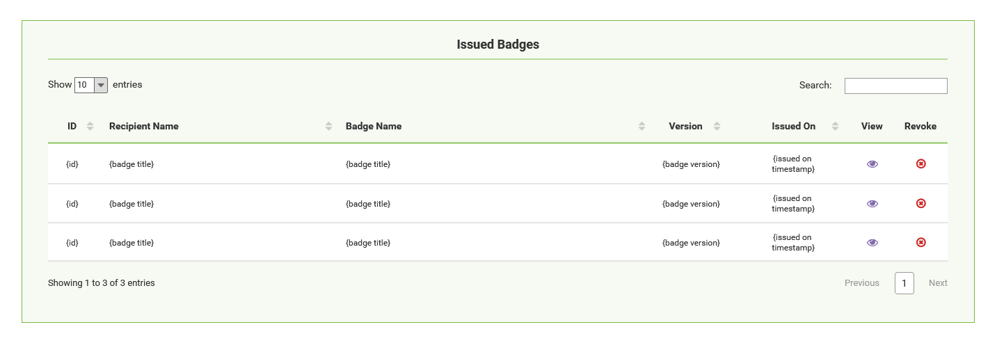 Manage badge issuing - Issued thumbnail