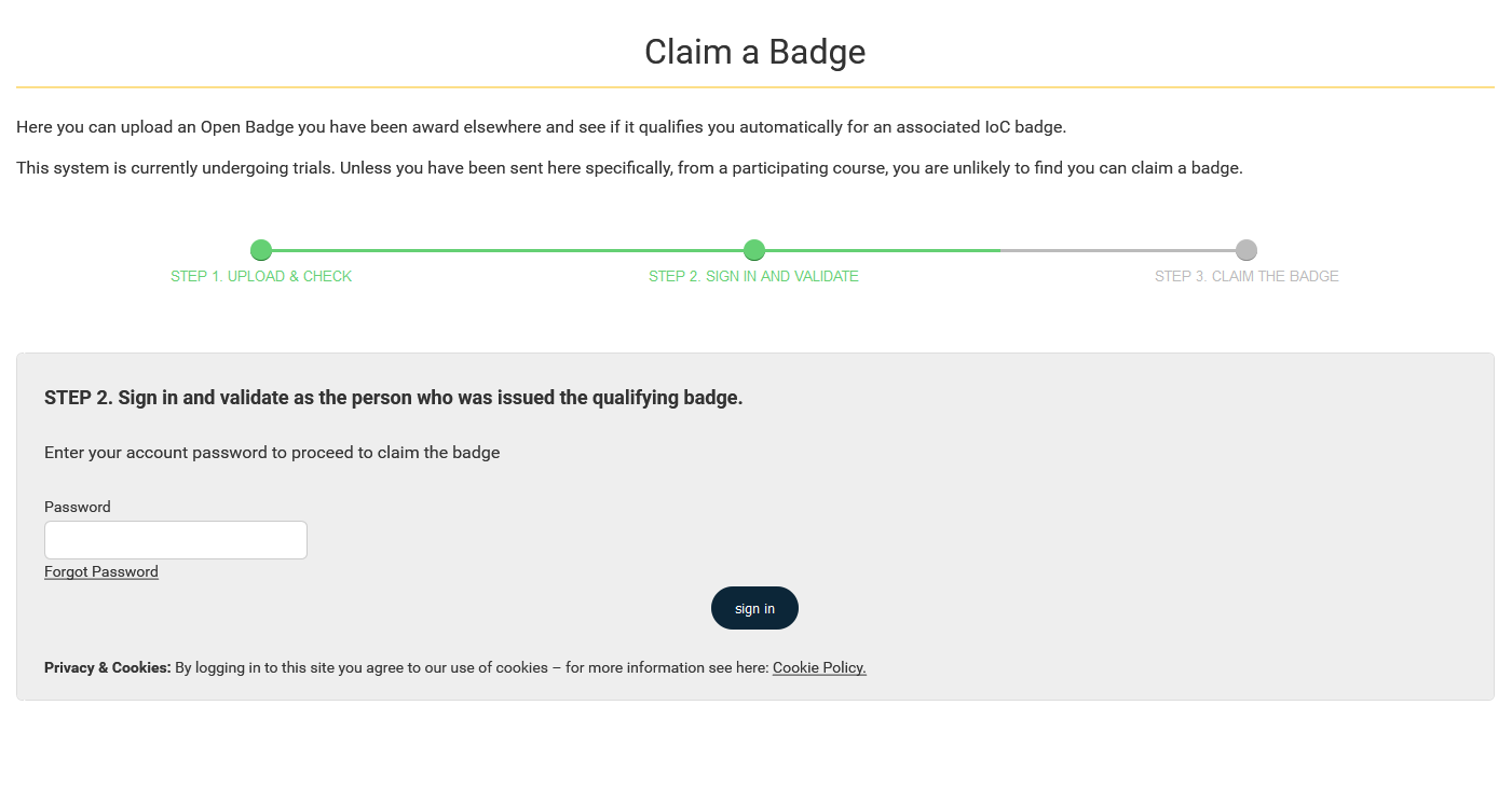Claim a Badge - Sign in thumbnail