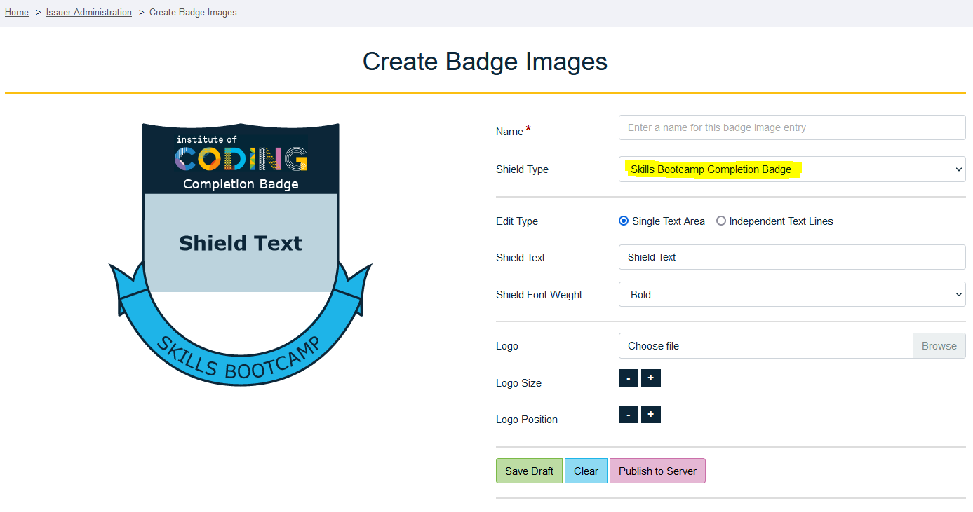 Create Badge Images page