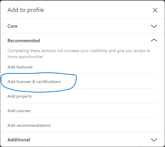 An example of a LinkedIn popup with option selected
