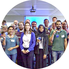 Group of students with IoC badges