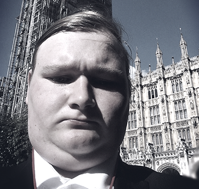 Student Richard Duffy outside House of Lords